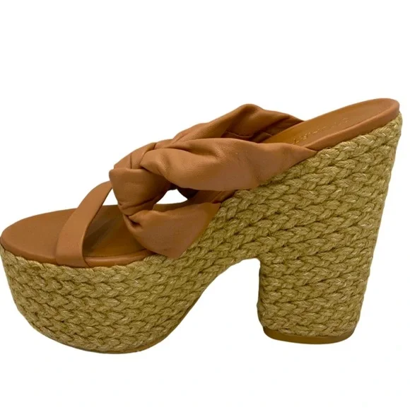 NWOB Stuart Weitzman Playa Sohigh Leather Knot Espadrille Platform Sandals - Picture 8 of 14